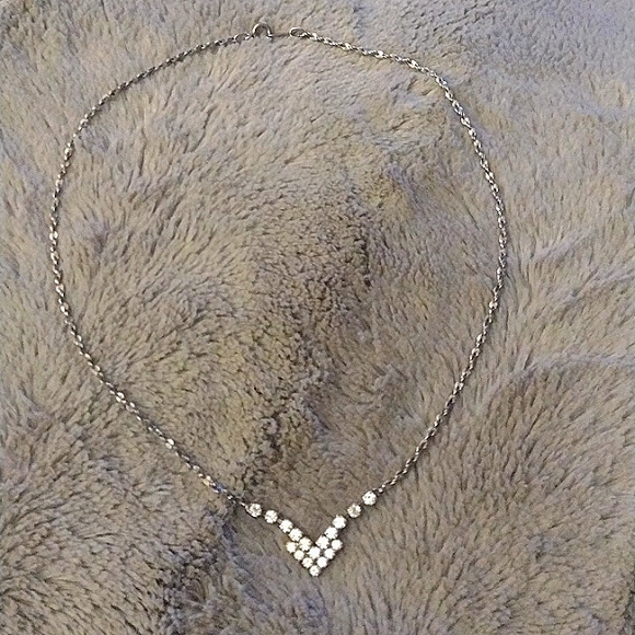 Vintage Rhinestone/Diamonté and Silver Chevron Necklace - Picture 3 of 7